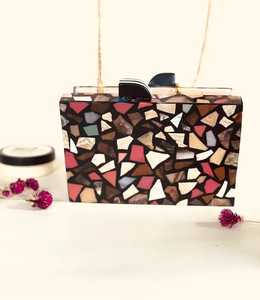 Pochette élégante en bois, imitation perle, plaqué or, luxe, papillon, charme solide, pochette complète, design créatif pour femmes, mariage - Product Image 3