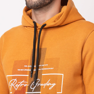 Sweat à capuche en polaire léger de haute qualité de couleur jaune pour homme, logo personnalisé, hiver, 100% coton, décontracté - Product Image 5