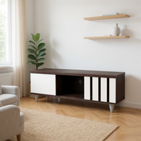 Meuble TV en panneaux de bois avec rangement, style moderne pour salon, installation facile 26_0083