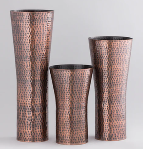 แจกันดอกไม้ทองแดงโบราณตกแต่งด้วยโลหะทรงโค้งสำหรับวางบนโต๊ะและพื้น - Product Image 6