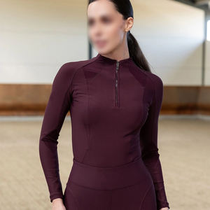 Camiseta Interior de Equitación para Mujer, Tejido Elástico Transpirable, Cierre de Cremallera, Alta Calidad para Entrenamiento Ecuestre - Product Image 1