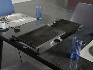Table à manger moderne en marbre noir et 4 chaises (bleu et gris) – Ensemble de mobilier de luxe pour la maison, le café, le restaurant et la cuisine - Product Image 2