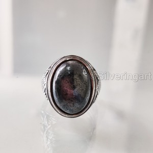 Anillo de hematita natural para hombre, piedra preciosa, todos los tamaños, joyería de aniversario otomano, anillo de Plata de Ley 925, novedad - Product Image 5