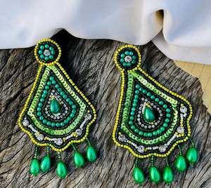 Pendientes de Flores Completas con Hilos y Cuentas, Pendientes Personalizados con Múltiples Cuentas, Joyería Festiva para Mujer al Mejor Precio, Pendientes con Cuentas - Product Image 5