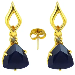 Boucles d'oreilles pendantes géométriques classiques en argent 925 plaqué or avec zircon taille triligne pour femme, bijoux de mode pour occasions de mariage - Product Image 3