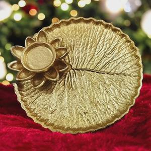 Hecho a mano Latón Metal Vintage Pooja Thali con latón Diya Dorado Pulido a precio de descuento - Product Image 1