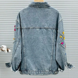 Veste en jean brodée de fleurs printemps strass Jeans manteau cristal Rivets Cowboy Cardigan hauts pour hommes - Product Image 2