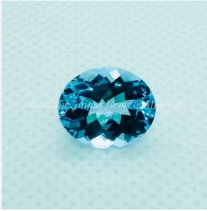 Topaze naturelle coupe ovale prix d'usine en gros haute qualité à facettes en vrac 12x14mm pierre précieuse bleu ciel par carat IGI - Product Image 6