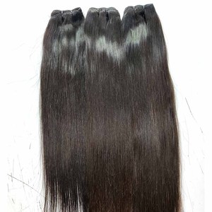 Extensiones de cabello humano 100% de la mejor calidad, cabello indio crudo suave y sedoso, máquina rizada ondulada y recta, paquetes de trama Doble - Product Image 1