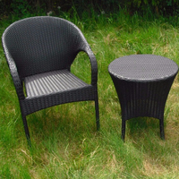 Ensemble de 3 chaises de jardin modernes en fer et rotin PE, table de bistrot, chaises de balcon extérieur, meubles de salon
