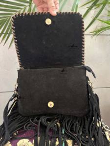 Bolso con flecos de piel de vaca auténtica, bolso con bandolera de piedra turquesa, bolso de nuevo diseño hecho a mano Vintage bohemio gitano, bolsos elegantes multiusos - Product Image 5