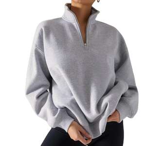 Sudadera con Cierre de Cremallera 1/4 para Mujer, con Logotipo Personalizado de Alta Calidad, Sudadera Informal con Capucha, Sudadera Holgada con Media Cremallera para Mujer - Product Image 1