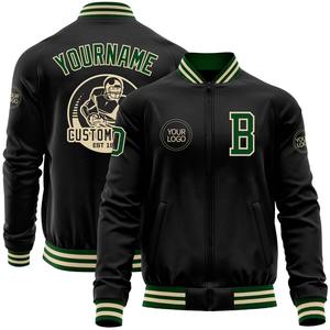 Personalizado negro verde personalizado bombardero Varsity Letterman cremallera chaqueta cortavientos Streetwear vintage hombres Varsity chaqueta - Product Image 1