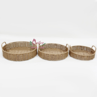 Panier de service Artex Dong Thap, lot de 3, en polyrotin écologique, forme arrondie moderne, style unique, fait main, couleur personnalisée, pour mariage