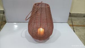 Brown Powder Wire Metal Wax Candle Holders Tealight Light <b>Lantern</b> <b>Large</b> for Christmas Home Decoration Handmade - Product Image 4