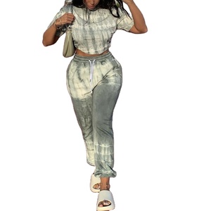 Jogger d'hiver pour femmes pantalons de survêtement décontracté en gros Gym travail course Tye Dye plat avant Style - Product Image 6