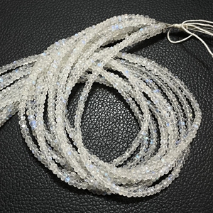 Cuentas de forma de Rondelle facetadas de piedra lunar arcoíris, cuentas al por mayor de arcoíris blanco Natural para la fabricación de joyas - Product Image 1