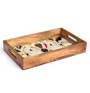 Ensemble de plateaux en bois imprimés au design moderne, vaisselle décorative de haute qualité pour restaurant, mariage - Product Image 4