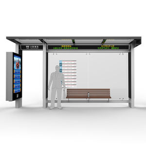 Abri de bus publicitaire extérieur intelligent à énergie solaire en aluminium, double face, avec bande LED, résistant aux intempéries, pour station de rue - Product Image 1