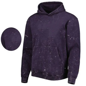 Sweat à capuche pull-over délavé à l'acide de haute qualité avec logo personnalisé pour hommes vente en gros de col à capuche en polaire lourde surdimensionné à motif solide - Product Image 3