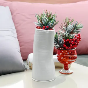 CUB6509WT - White Formed <b>Vase</b> - 9" H - Product Image 4