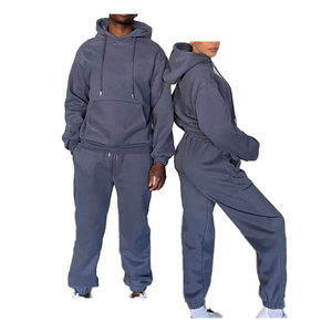 Venta al por mayor de invierno de lujo 100% de algodón orgánico Pull Over Plain pantalones de chándal de gran tamaño y conjunto de Sudadera con capucha Unisex - Product Image 3