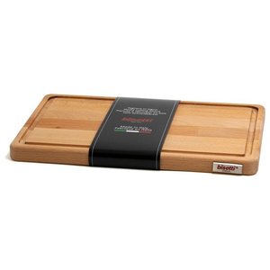 Planche à découper en bois naturel Bisetti 35x23cm avec bac à sauce intégré - Product Image 1