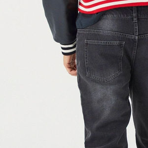 Pantalon en jean unisexe coupe skinny jambe droite effet délavé et déchiré en coton uni pour l'été 2025 - Product Image 5