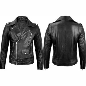 Chaqueta de Cuero Vacuno con Cuello Alto y Cremallera para Hombre, Otoño Invierno, Casual, Impermeable y Ecológica - Product Image 4