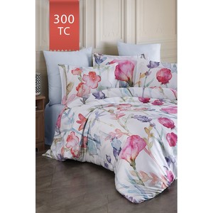 Varol Royal Satin <b>Single</b> 300TC Duvet Cover <b>Set</b> Floral Woven Classic Style for Home-SILVIA - Product Image 1