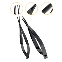 Ciseaux à ressort en acier inoxydable à lame droite et incurvée, marque privée, vente en gros, outil de beauté pour la coupe des sourcils