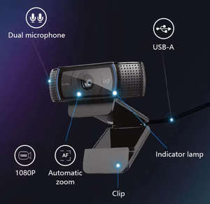 <span class=keywords><strong>Webcam</strong></span> <span class=keywords><strong>Logitech</strong></span> C920 Pro HD originale 1080P 30FPS avec double microphone stéréo, mise au point automatique, <span class=keywords><strong>webcam</strong></span> pour ordinateur avec microphone - Product Image 5