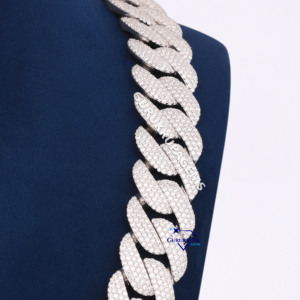 Premium Look 14KT oro blanco sólido Lab Grown Diamond Miami Cuban Link Chain Pass Diamond Tester collares para mujeres - Product Image 5