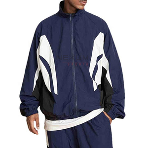 <b>Vintage</b> Zip up <b>Nylon</b> Track Jacket Windbreaker for Men Color Block Lightweight Warm Football Sports Jacket men windbreak jacket - Product Image 1