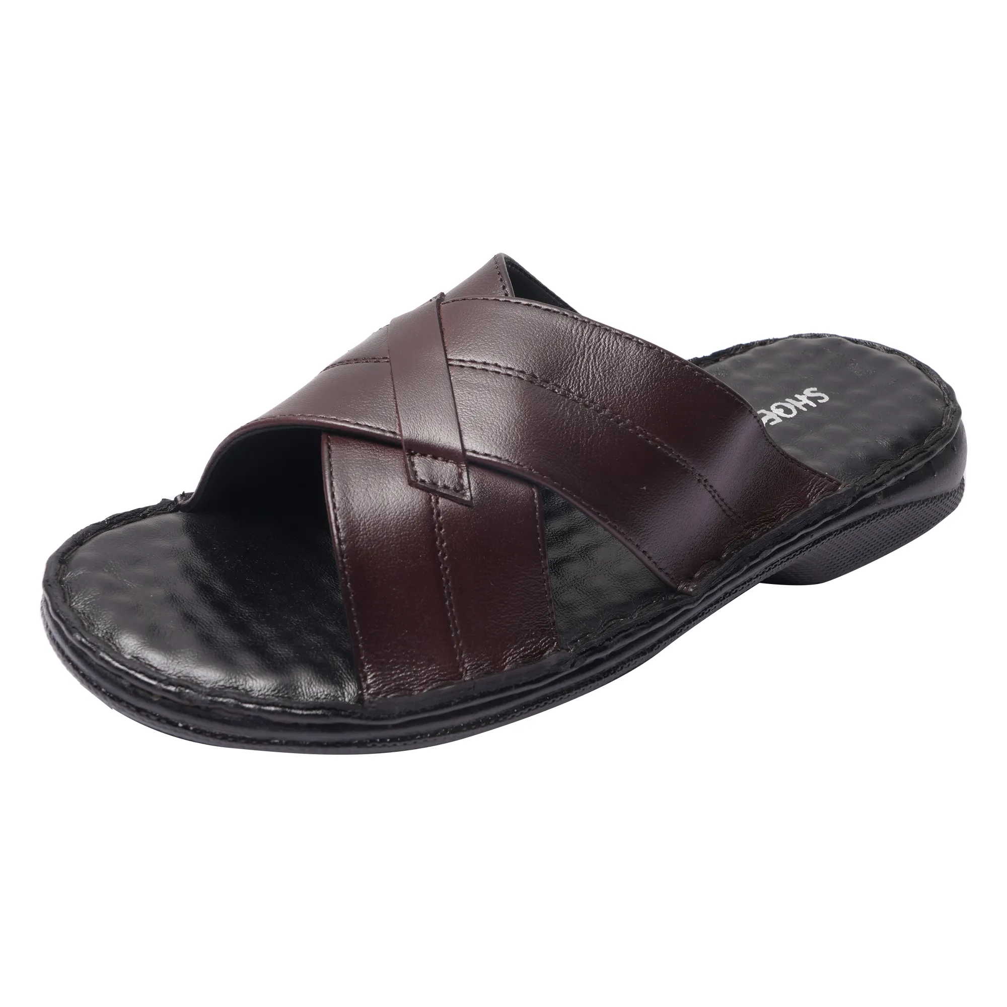 Emosis summer cowhide slippers non-slip soft bottom leather casual business men's slipper heavily cushioned sandals ESH012