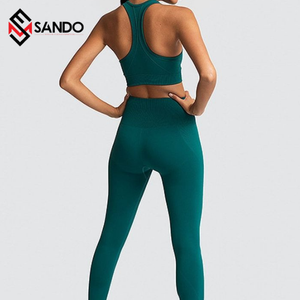 ชุดโยคะ 2 ชิ้น สำหรับผู้หญิงไซส์ใหญ่ ขายดีปี 2022 ชุดออกกำลังกายแบบเรียบง่าย พร้อมเลกกิ้งสำหรับฟิตเนสและกีฬา - Product Image 4