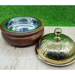 Home Decor Dining <b>Table</b> Decorative Wood Metal Casserole Dish Dessert Display <b>Buffet</b> Warmer Hotel Ware Catering Dish - Product Image 2