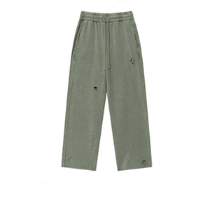 Vente en gros Pantalon de survêtement droit de style respirant pour hommes Pantalon en détresse délavé Taille élastique surdimensionnée personnalisée - Product Image 2