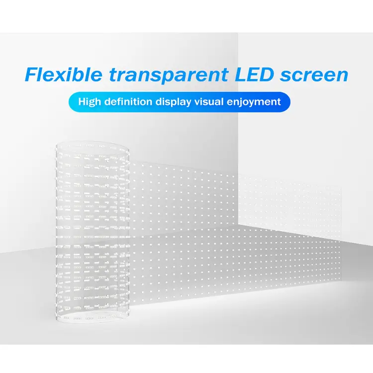 Hoge Resolutie Full Color Etalage P6 P10 Flexibel Klein Transparant Led Film Led Scherm