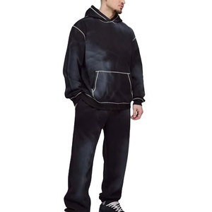 Chándales French Terry Hoodie Set Hombres en blanco Peso pesado Grueso Transpirable Algodón Chándales de gran tamaño para Unisex - Product Image 5