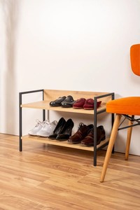 High Quality Metal Shoe Bench with Wood <b>Seat</b> Stackable Organizer <b>Storage</b> for Home Furniture Entry Dining Laundry Use Living Room - Product Image 5