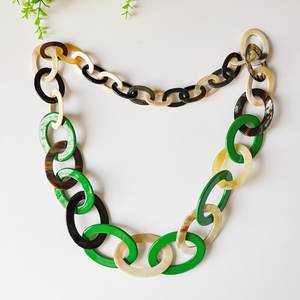 สร้อยคอโซ่ทำด้วยมือรูปเขาควายสำหรับผู้หญิงสร้อยคอจี้แฟชั่นแบบยาวสร้อยคอเชื่อมฮอร์นน้ำผึ้ง/อาเกตสีขาว - Product Image 1