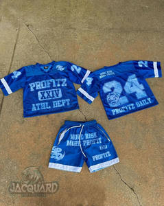 Conjunto de Jersey de Dos Piezas Casual de Verano para Hombre, de Alta Calidad, Transpirable, con Pantalones Cortos, Impresión de Logotipo Personalizado, Nuevo Diseño, Ropa de Calle - Product Image 3