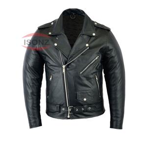 Chaqueta de Cuero de Moda Estilo Motero para Exteriores, Diseño Nuevo de ISONZ, Chaqueta de Cuero de Invierno, Chaqueta Cortavientos con Forro Cálido - Product Image 2
