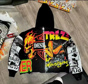 Sweat à capuche zippé surdimensionné des fabricants personnalisés French Terry Sweat à capuche pour homme sérigraphie lourde Streetwear Hoodies - Product Image 4