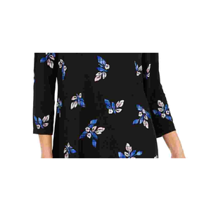 Top da Donna Charter Club con Stampa Floreale e Pieghe Decorative, Casual e Formale, Taglia XL (Petite), in Poliestere e Maglia, per Feste, Colore Nero - Product Image 3