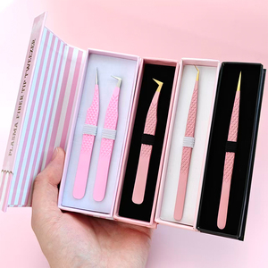 Bộ nhíp nối mi sợi riêng biệt nhãn hiệu riêng, hộp đựng tùy chỉnh, 45 chiếc nhíp nối mi 90 độ, bộ nhíp tạo khối, nhíp tách mi có charm - Product Image 2