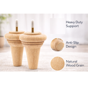 Pied de meuble décoratif en bois tourné, finition naturelle, bois massif, pour canapé, armoire, lit, vente en gros d'usine OEM - Product Image 1