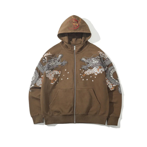 Venta al por mayor 2024 personalizado de alta calidad de los hombres sudaderas con capucha casual liso de los hombres Hip Hop Street Wear cremallera colores sólidos sudaderas con capucha - Product Image 3