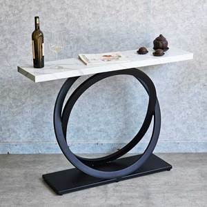 Contemporary Luxury Modern Living Room <b>Entry</b> <b>Console</b> <b>Table</b> with Stone Top and Iron Frame - Product Image 2